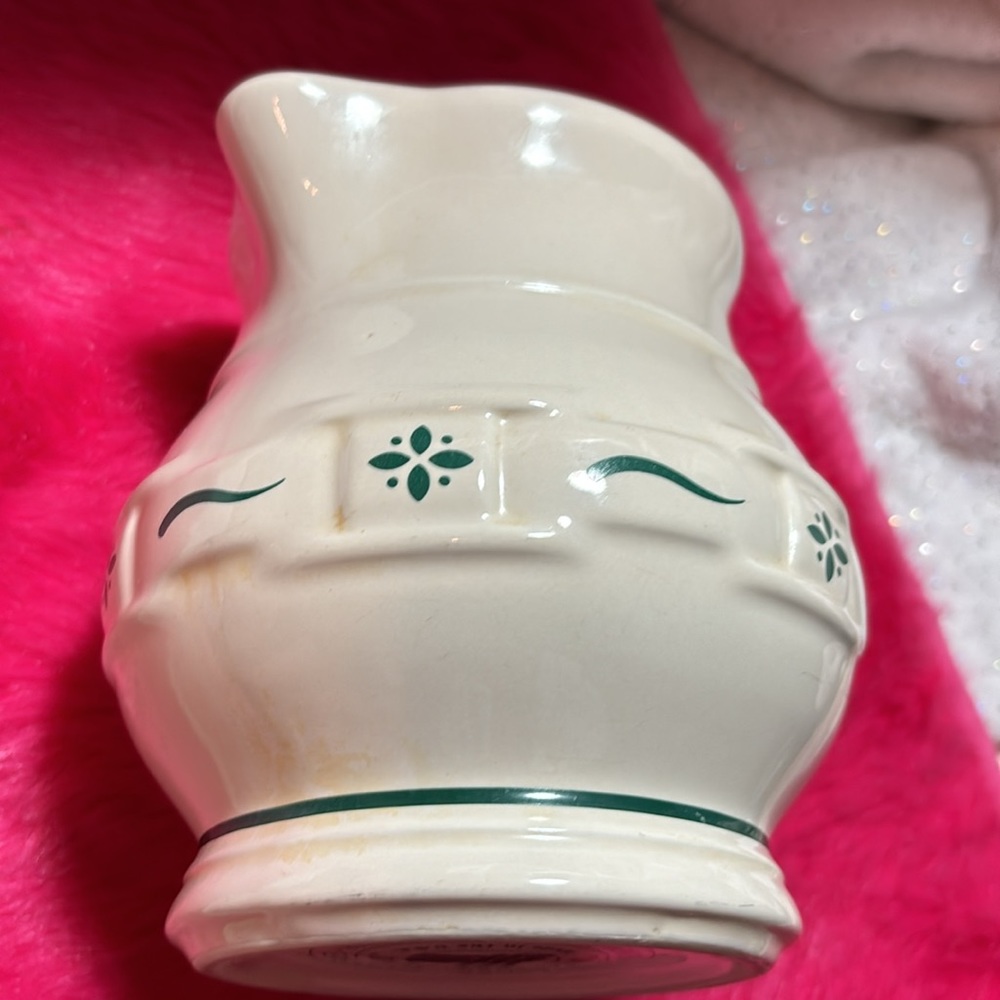 Longaberger Pottery Woven Traditions Heritage Green Small 1 QT Juice Pitcher - Picture 11 of 11